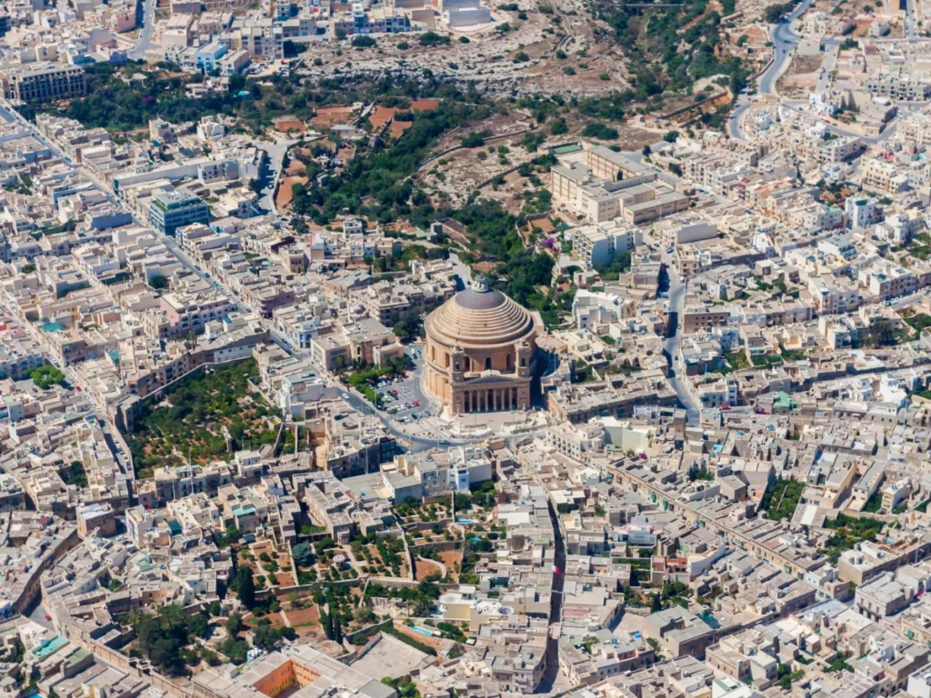 Aerial view of Mosta, Malta