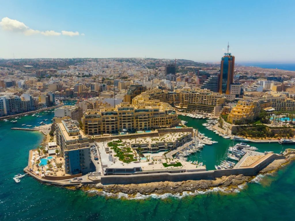 Aerial view of St. Julians bay,