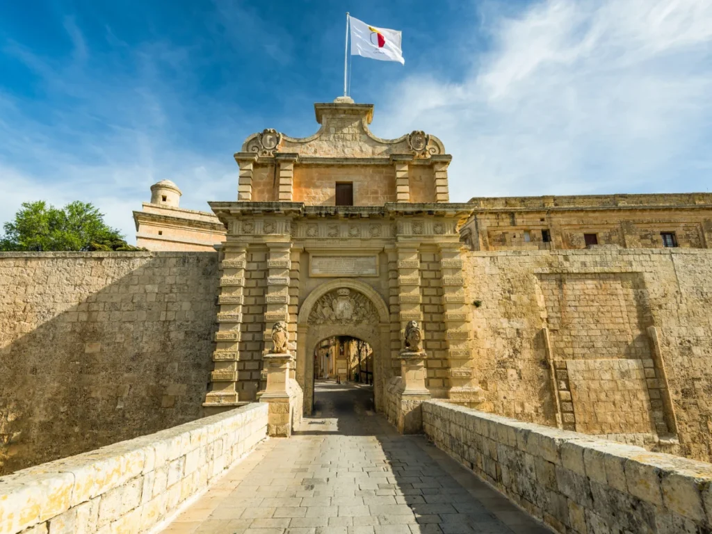 Fortified gate to Mdina, Old capital of Malta