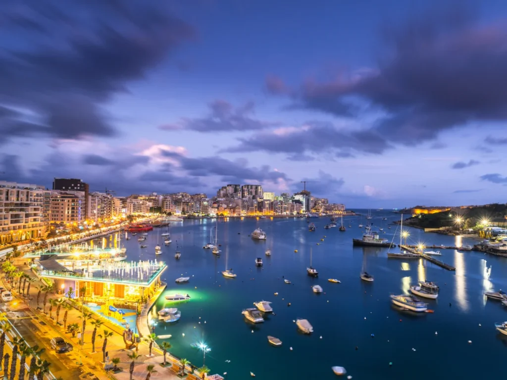 Sliema Bay at night