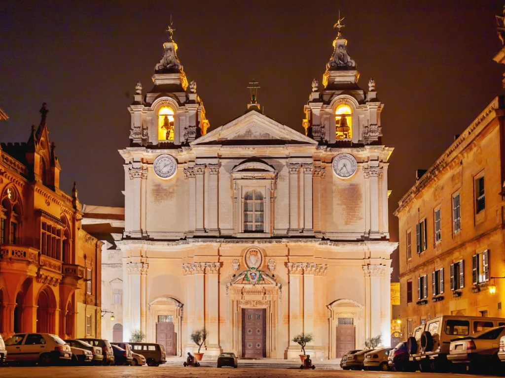 St. Paul's cathedral at night, Mdina