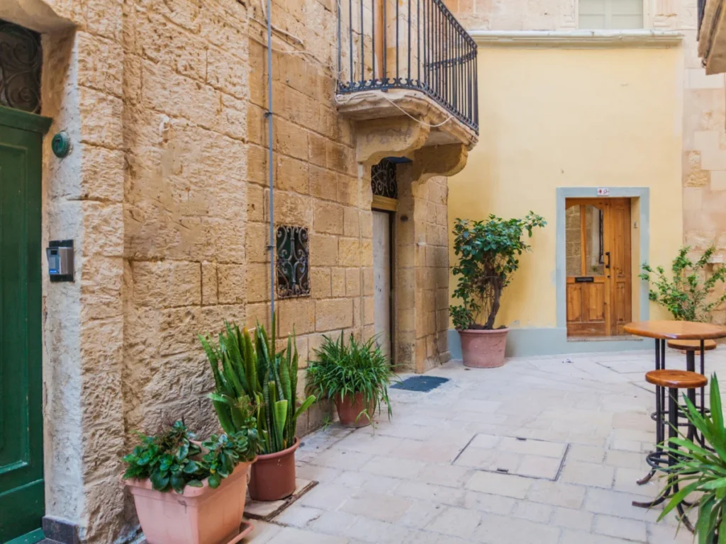 Typical narrow street in Birgu town, Malta