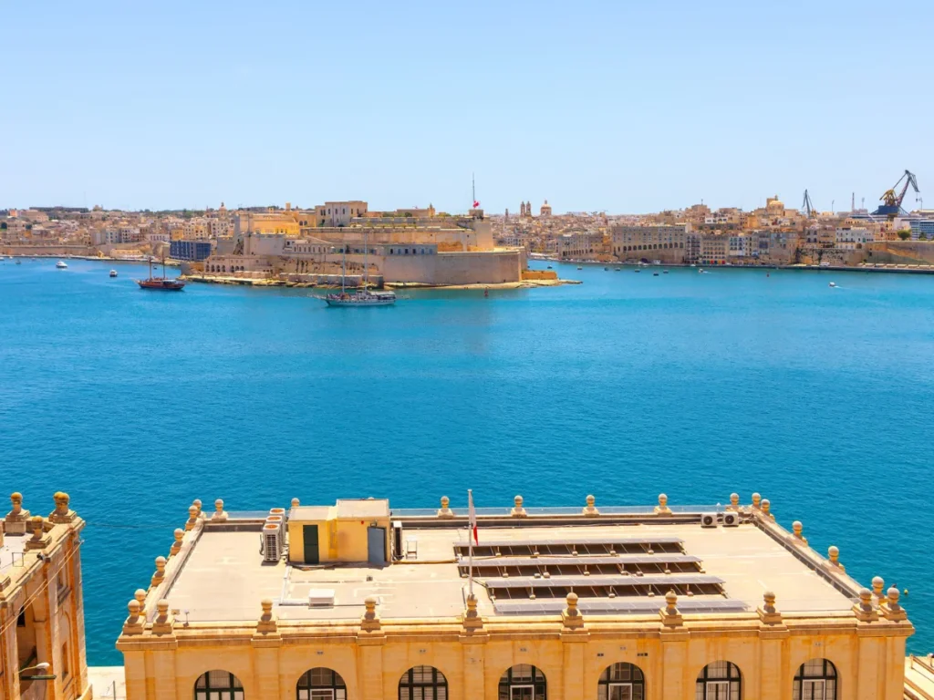 View of Birgu and Senaglea town from Valletta in Malta